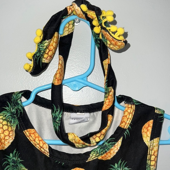 2T girls PomPom Pineapple Romper with Headband - Picture 2 of 4